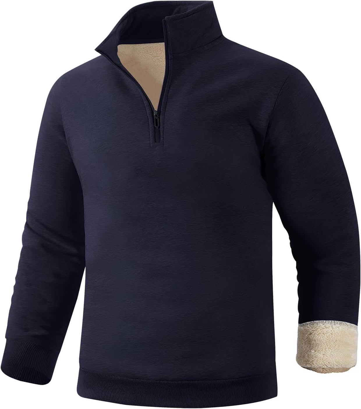 Gihuo Men's Quarter Zip Sweatshirts Winter Warm Sherpa Fleece Lined Pullover Sweatshirts