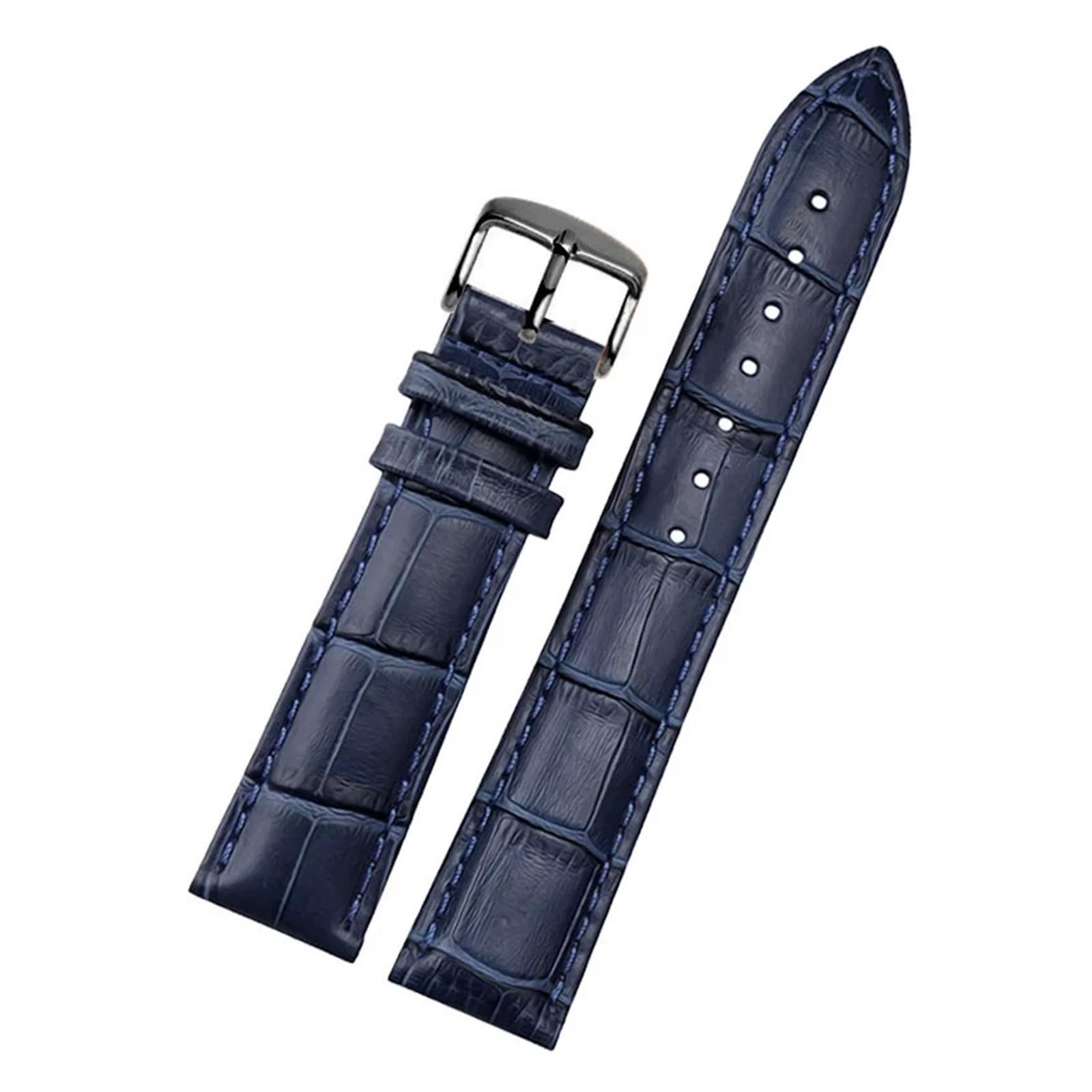 YINGO Pulsera De Cuero Genuino, Correa Reloj Color Azul, 14 16 18 20mm 21m 22mm 23mm(Dark blue black,21mm)
