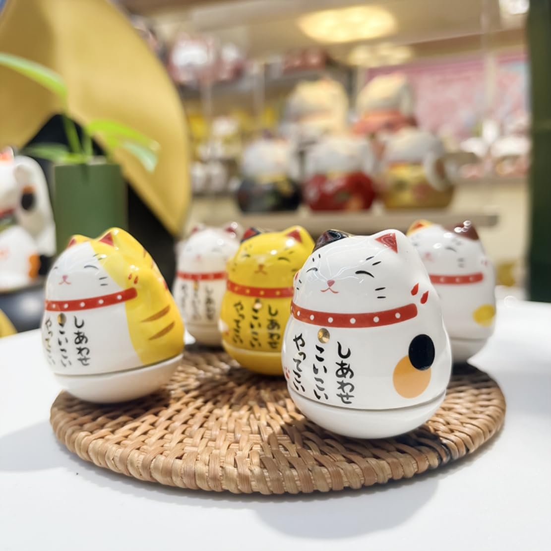 Amazon.co.jp: MuQianGan 置物 だるま 開運 招き猫 だるまま ねきねこ