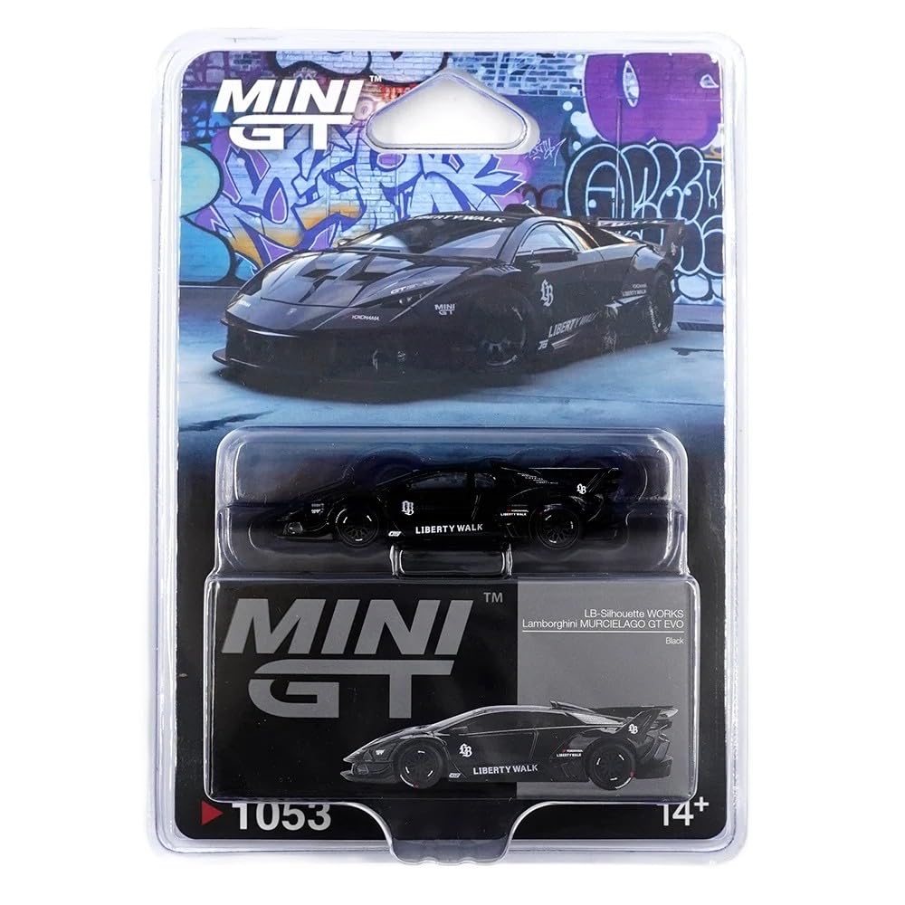 Diecast Model Car Compatible with Mini GT 1:64 Lamborghini LB-Silhouette Works Murcielago GT Evo Black Limited Edition MGT01053