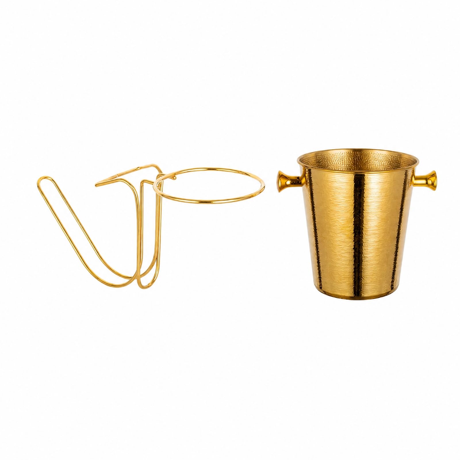 Eiskel mit Tischklemme offene Bauweise Eiskel mit Edelstahlhalt vielseitig einsetzbar Getränkekühl für Partyvanstalt, Bar, Party, Gold,