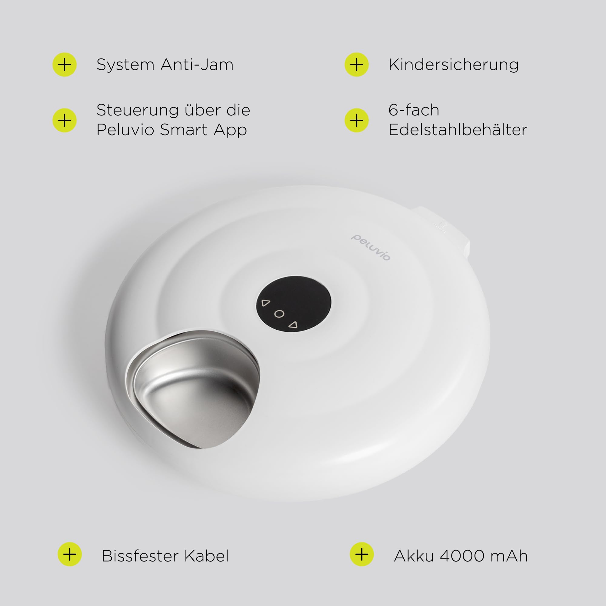 Nube Futterautomat Katze Nassfutter, Mit Kuehlung, Wi-Fi Smart App | Manuelle Steuerung, 6 Kammern Zu 150 ml, 4000 mAh Akku, Edelstahlschale, Anti-Jam, Panelsperre