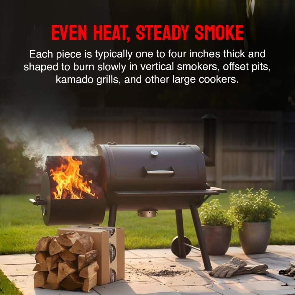 Carolina Cookwood Hickory Räucherholz Holzscheite für Holzbefeuerte und Holzkohle-Räuchergrills - Groß 15,2 cm Hartholzspalten 5,4-7,7 kg 790 cu. in Natürlich ausgehärteter Smoker
