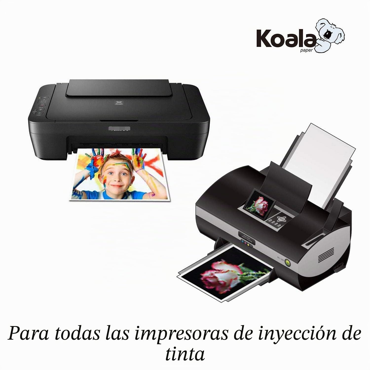 KOALA - Papel fotográfico de doble cara brillante para impresora de inyección de tinta, A4, 120 g/m², 100 hojas. Adecuado para la impresión de fotos, folletos, certificados, folletos, folletos,