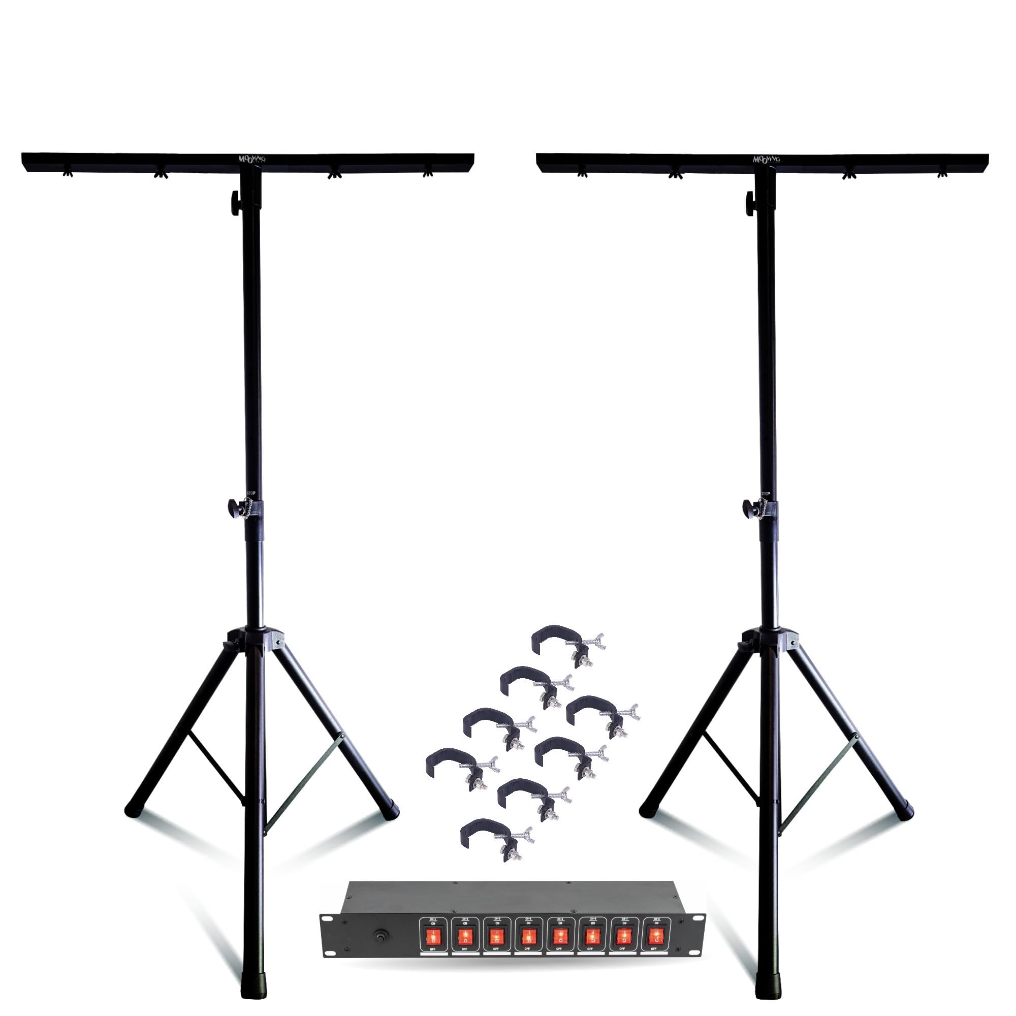 MOOVING LIGHT & SOUND - Confezione Luce 2 Piedi Mooving Light ML-SUPPORT-DJLIGHT - 8 Ganci SH2B - Dispatching 8 Vie - DJ festa di compleanno