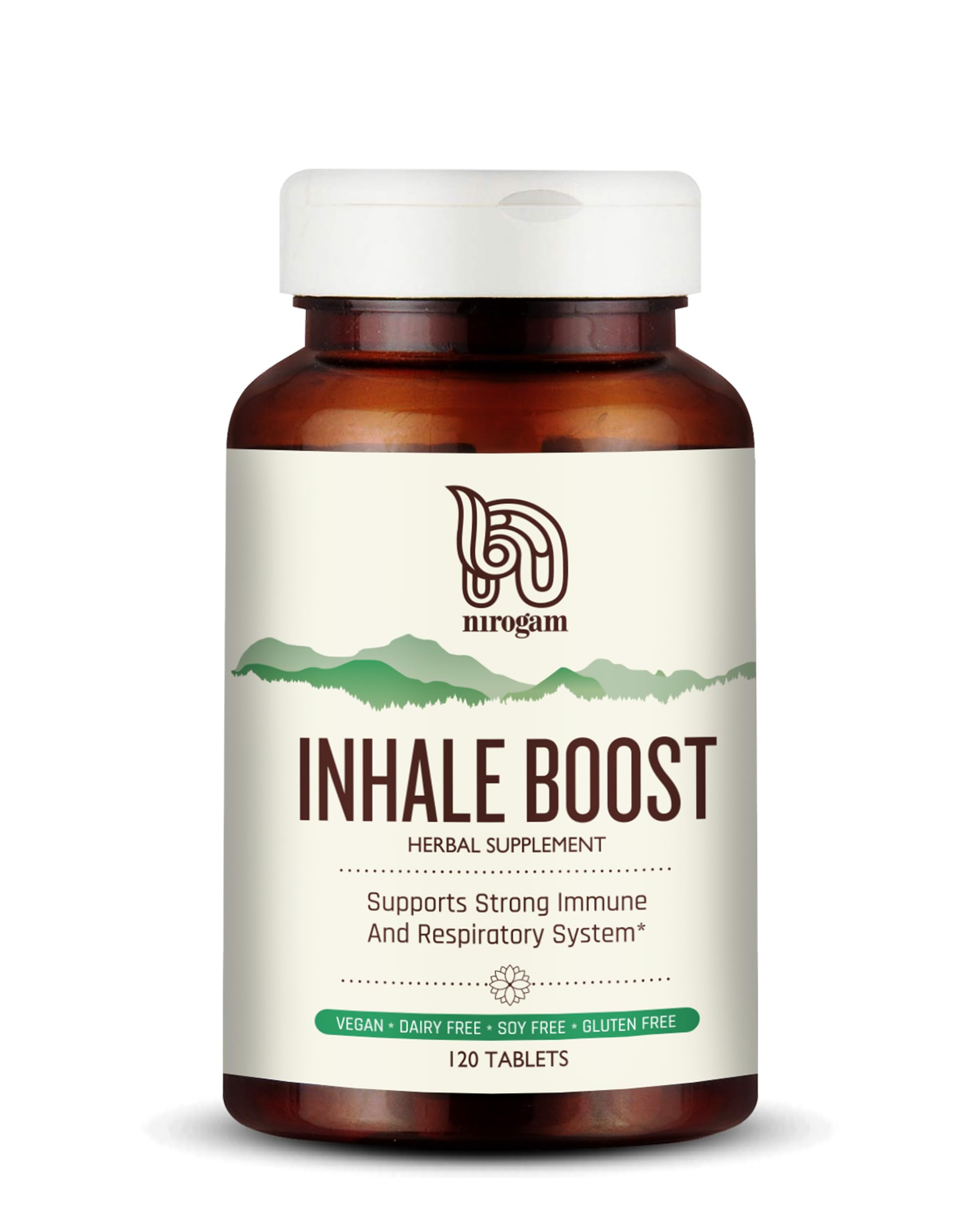 Nirogam Lung Support Supplement - Ayurvedic Respiratory Support & Balance, Lung Detox for Smokers with Licorice Root, Holy Basil & Long Pepper, Inhale Boost, 120 Tablets