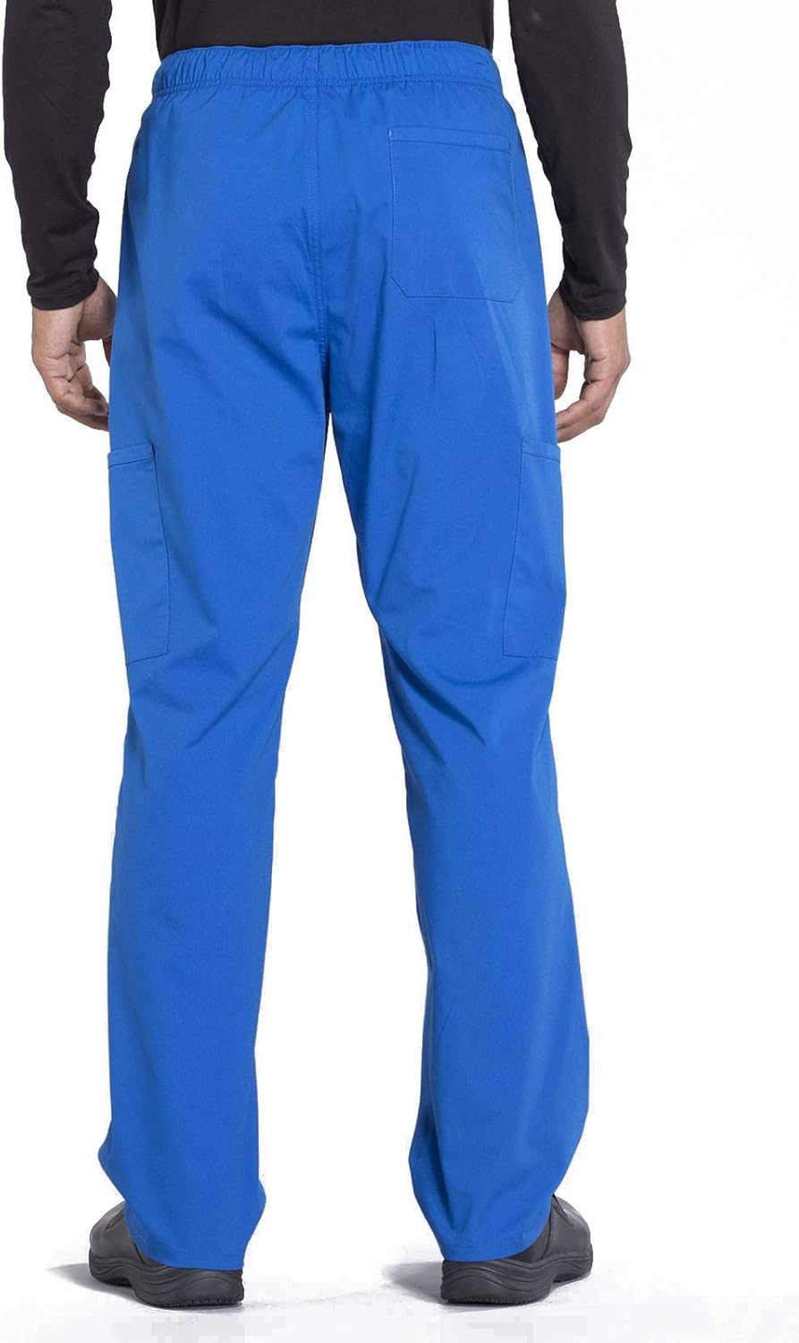 Cherokee Men Scrubs Set Workwear Professionals WW695 V-Neck Top & WW190 Tapered Leg Fly Front Cargo Pant, Royal- M Top/M Pant