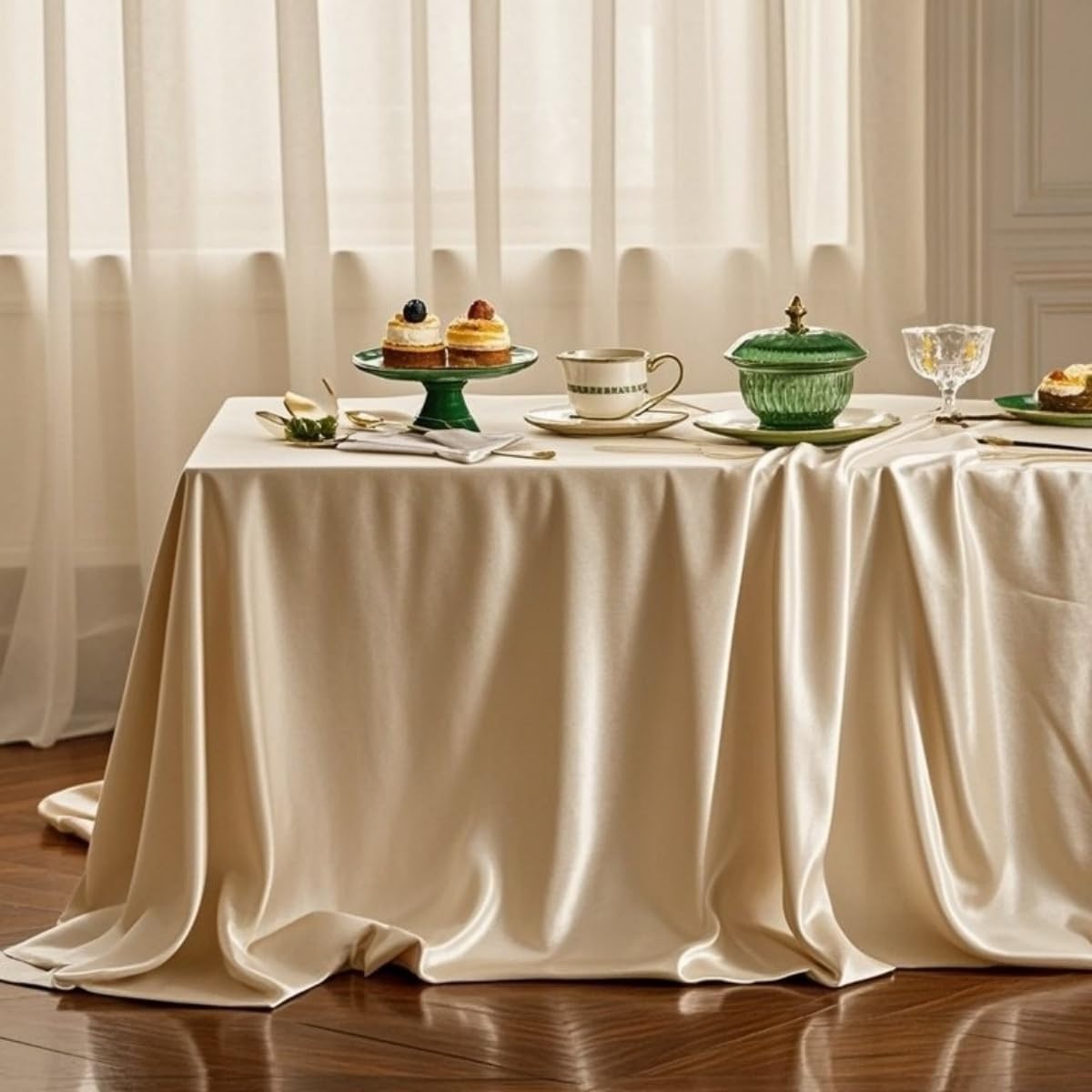 Mantel de satén de color liso, elegante mantel para bodas, fiestas, banquetes, eventos festivos, 140 x 180 cm y elegante decoración de mesa