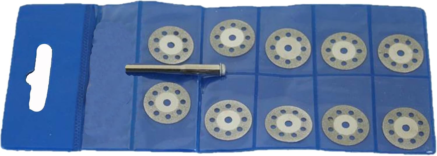 TMAX 10 pc 1.5 Inch 40mm Solid Diamond Coated Cutoff Discs Cut Off Saw Wheel with Mandrel of 1/8 Inch Shank for Dremel and Other Rotary Tools