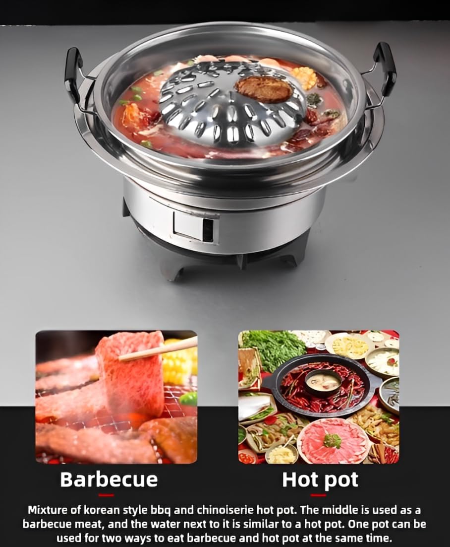 Thai Korean Bbq Smoke Multifunctional Aluminum Barbecue Grill Hot Pot For Family Gathering Outdoor Picnics Small (Large 16.8x6.9cm/6.61x2.71in)