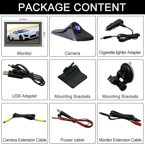 Miniatura 7 de Cámara de visión lateral Sistema de vigilancia HD de 5 pulgadas, cámara de punto ciego impermeable IP68, pantalla LCD HD, sistema de asistencia de