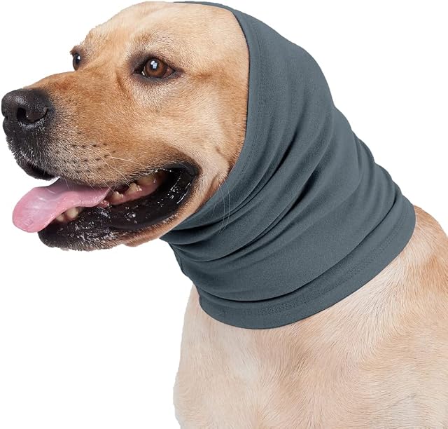 Anlitent Original Calming Dog Hoodies for Grooming and Anxiety Relief, Dog Ear Cover Warm Stretchy, Pet Dog Earmuff for Comfort for Thunder Winter Firework Noise Bathing (Small, Blue)