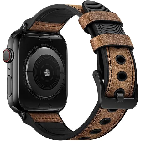 Amazon.com: Correa OUHENG compatible con Apple Watch, de 38mm, 42mm, 40mm,  44mm, correa híbrida de goma y piel genuina, resistente al sudor,  compatible con iWatch Serie 6, Serie 5, Serie 4, Serie
