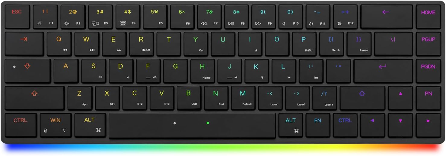 MiSTEL AIRONE BT Ultralight/Ultraslim Mechanical Keyboard, 65% Layout, Cherry MX ULP Switch, RGB Backlit, USB-C Cable, Windows/MacOS/iOS, Macro Support, Portabl, Black- Click (Click)