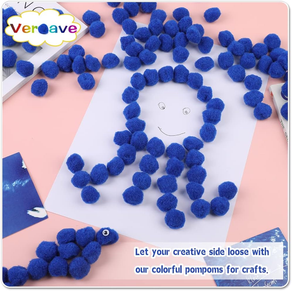 Veroave Dark Blue Pom Poms, 150PCS 1 Inch Pom Poms for Crafts, Puff Balls, Arts and Crafts Pom Pom Balls for DIY Art Creative Crafts Decorations - Image 5