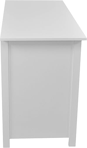 Miniatura 10 de Techni Mobili Escritorio blanco con cajones: escritorio de oficina pequeño con 3 cajones de gabinete, estante abierto y paneles de madera laminada,