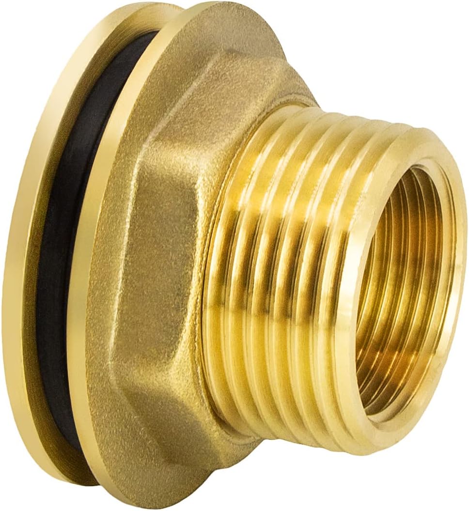 VARIOSAN Water butt feed-through 11046, 3 pieces, 3/4 inch female thread, brass, incl. seal