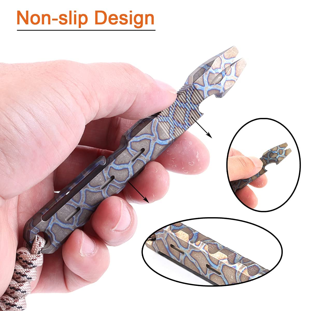 Titanium Pry Bar – Multi-Purpose Compact Pocket Crowbar, Rustproof, EDC Carry Tool With Screwdriver Slot & Bottle Opener – TC4 Titanium Alloy, 47g