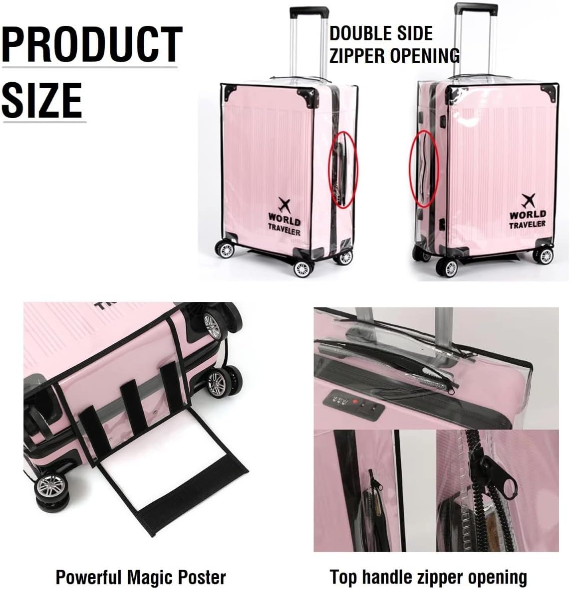 Suitcase Cover Clear PVC Luggage Protector Cover Transparent Travel Luggage Covers for Suitcase waterproof Wheeled Suitcase Cover (30"') - Image 2