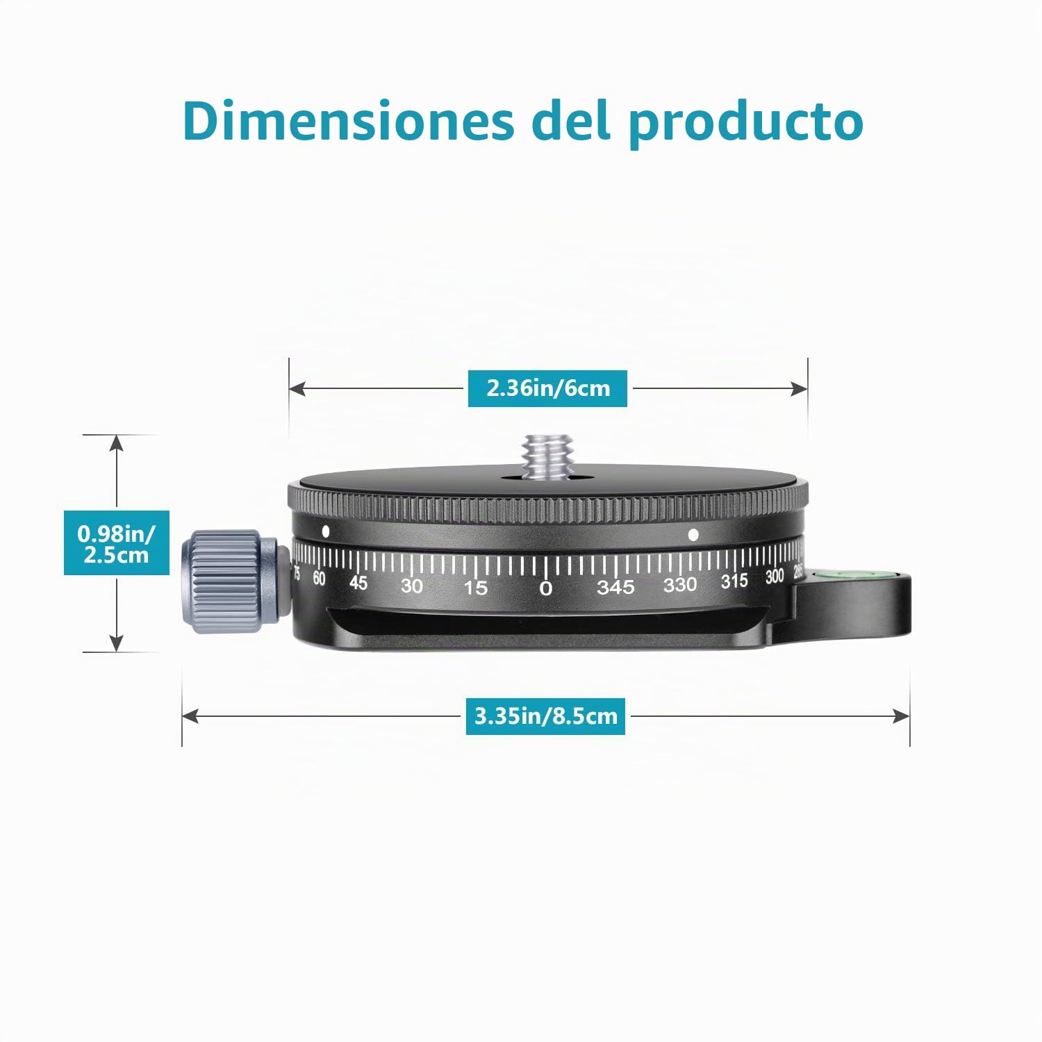 Neewer Base panorámica panorámica para cámara con Placa de Estilo, Tornillo de 3/8 Pulgadas, aleación de Aluminio, Cabeza de trípode con Nivel de Burbuja para trípode monopié cámaras DSLR, Capacidad