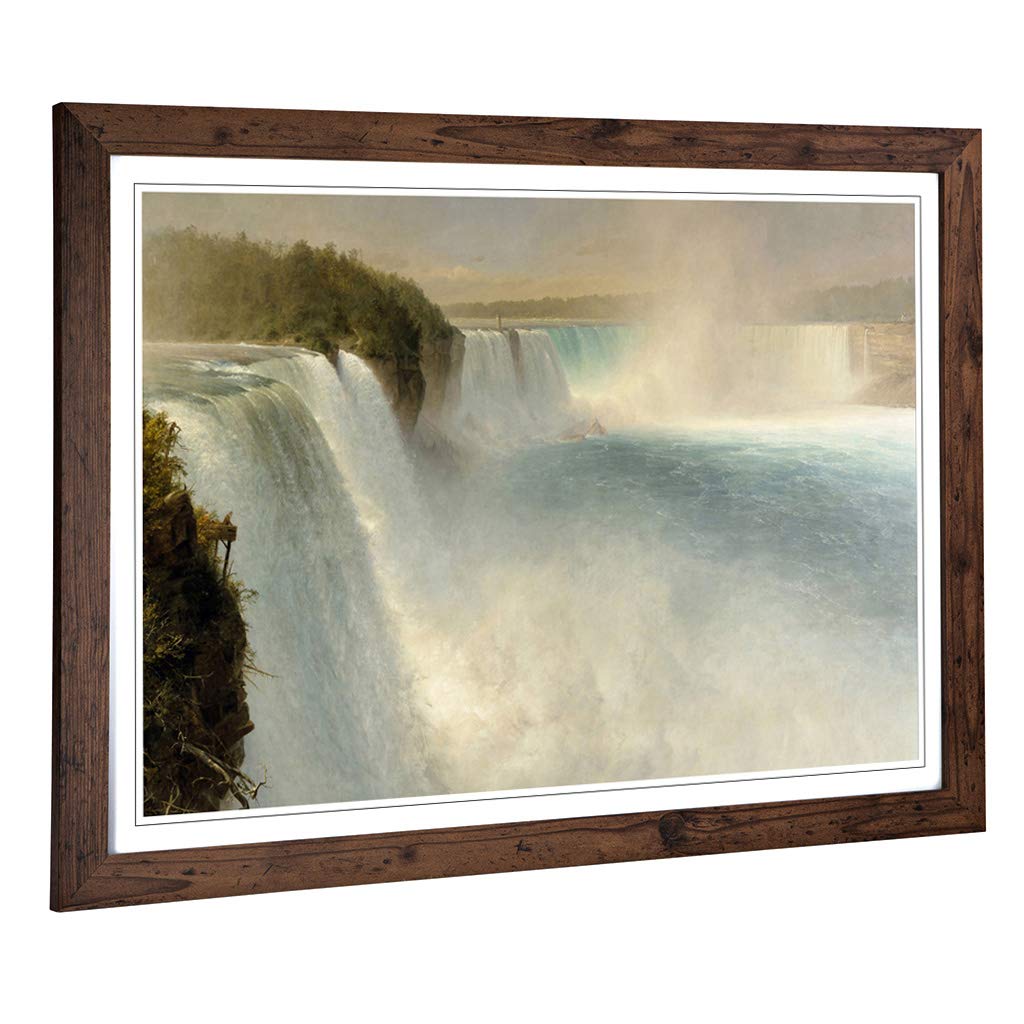 Big Box Art Framed Print of Frederic Edwin Church Niagara Falls Design | Wall Art Picture | Home Decor for Kitchen, Living Room, Bedroom, Hallway, Walnut, A2 / 24.5x18 Inch / 62x45cm
