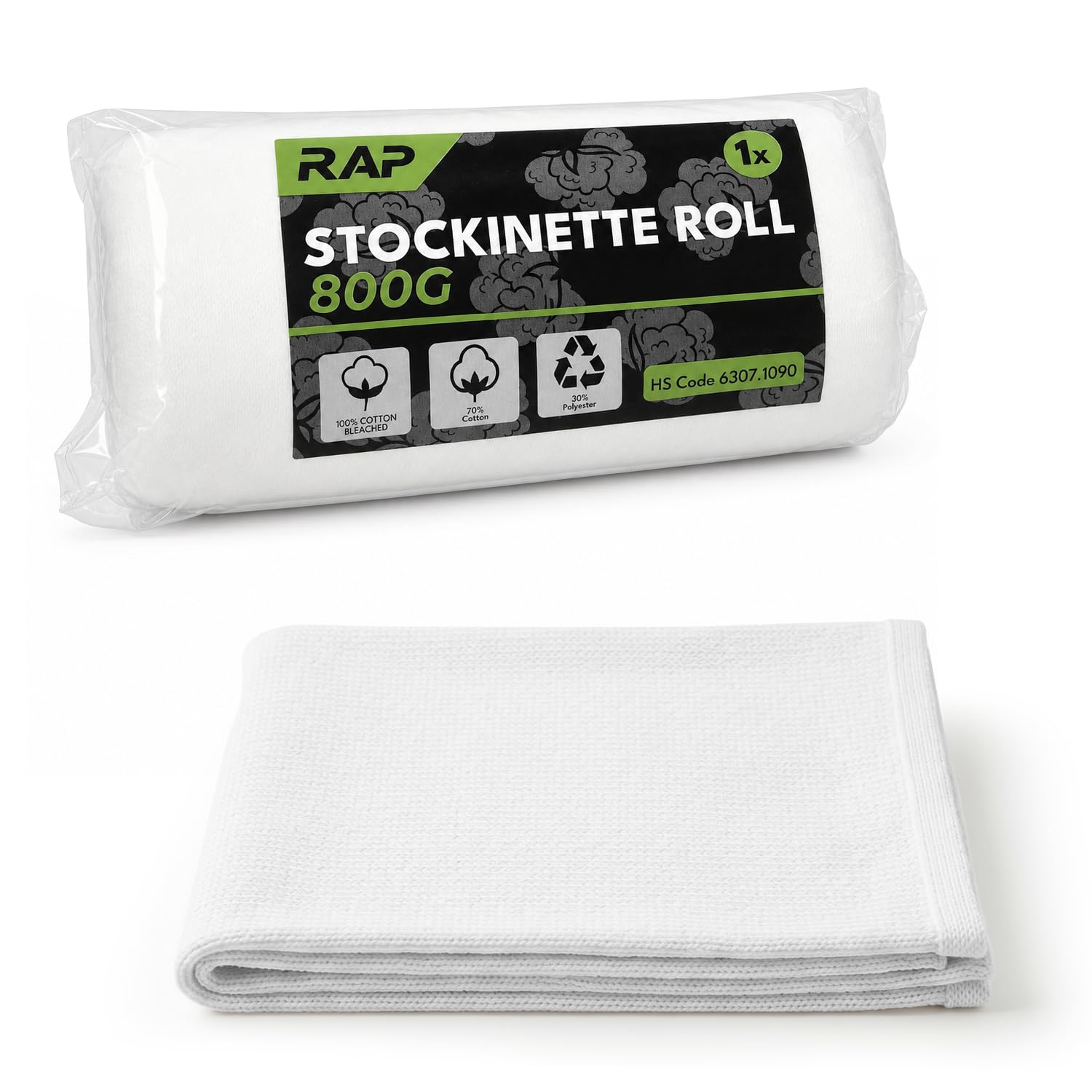 RAP Gloves 800g Super Soft Cotton Stockinette Roll x1 Roll – Scratch‑Free Polishing Cloth Roll for Vehicle Paintwork & Varnished Wood – Cleaning Fabric Roll for Car & Workshop.