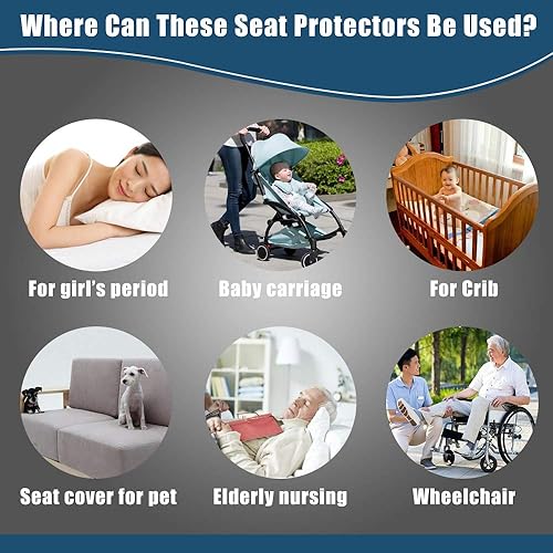 Miniatura 5 de Paquete de 2 almohadillas impermeables y absorbentes para sillas de incontinencia, lavables a máquina, para adultos y niños, para silla de ruedas,