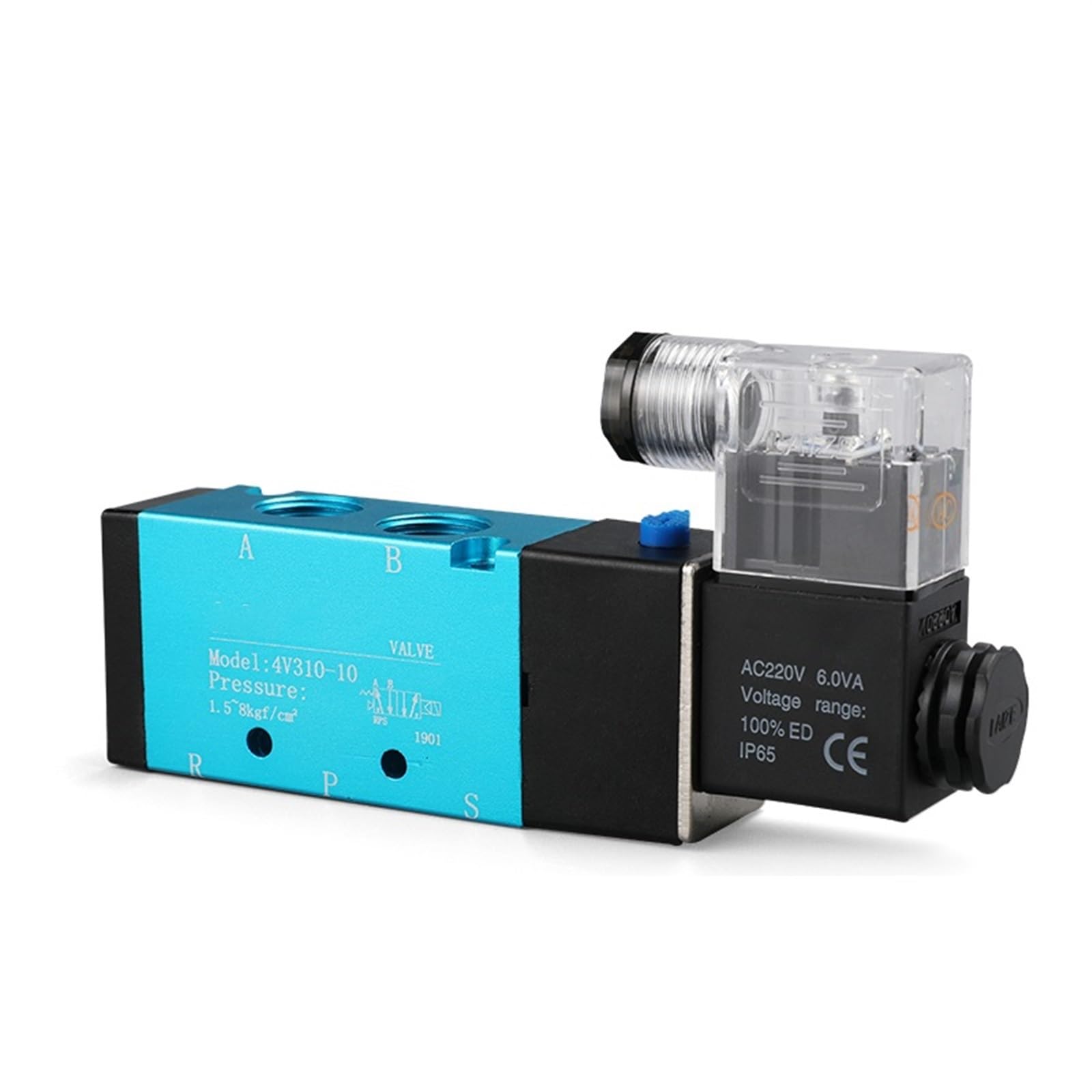 Válvula solenoide neumática, 5 conexiones, 5 vías, 2 posiciones, 8 mm, 10 mm, conexión de manguera de 12 mm, control eléctrico, válvula solenoide de aire/gas, 12 V, 24 V, 220 V (solo válvula solenoide