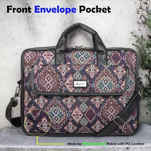 Image of Bagneeds Printed Febric With PU Leather Formal /Casual Office Laptop Messenger Bag For Men and Women