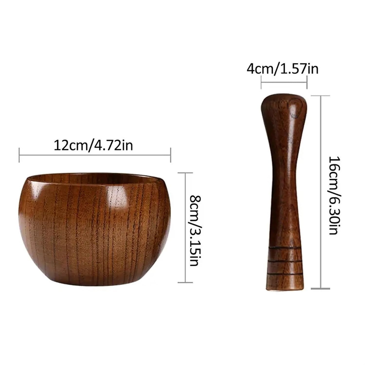 Pestle and Mortar Set Pounded Garlic Jar Mortar Wooden Grinder Round Smooth Hand Polished Pestle Set