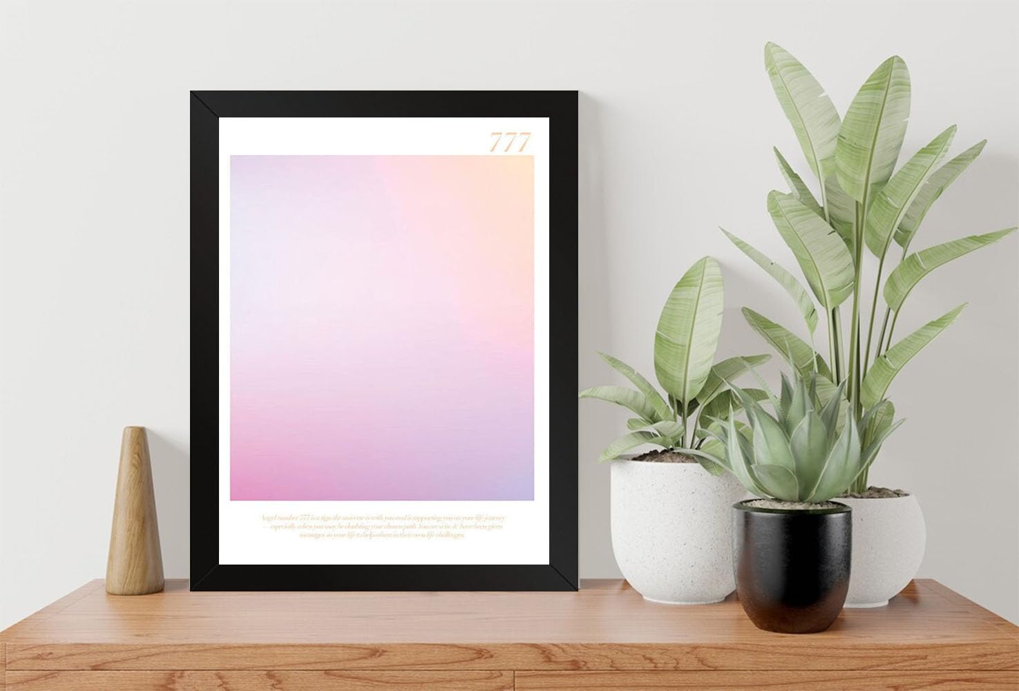 GADGETS WRAP Printed Photo Frame Matte Painting for Home Office Studio Living Room Decoration (9x11inch Black Framed) - Angel Number 777