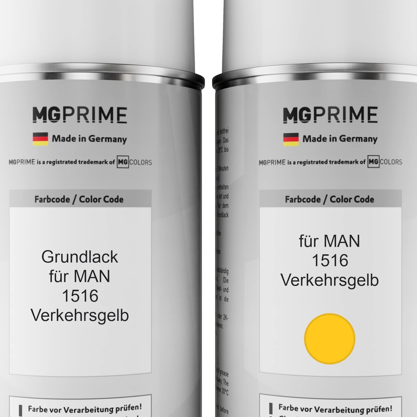 MG PRIME Autolack Set Spraydosen für MAN 1516 Verkehrsgelb + 2K-Klarlack | Set aus Grundlack + Basislack + 2K Klarlack, Sprühdosen 400ml