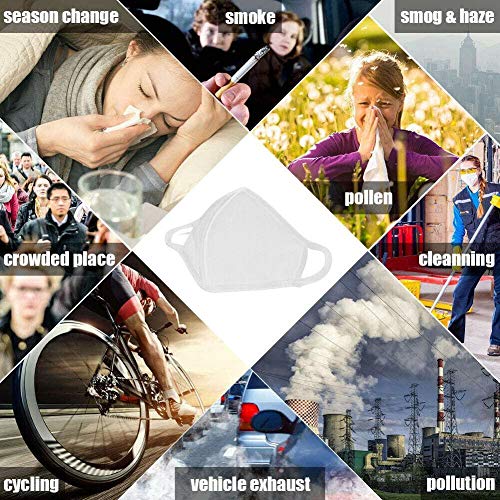 Lizey 5Pcs Cloth White Cotton Blend Face Mask Reusable Washable Nose & Mouth Cover, 3 Layer, Teens & Adults #TOP7