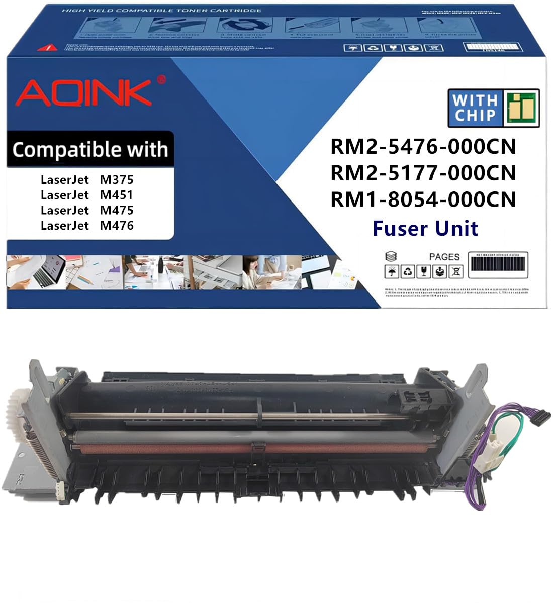 AQINK Replacement for HP RM2-5476-000CN RM2-5177-000CN RM1-8054-000CN RM1-8061-000CN Fuser Unit Compatible with HP Laserjet Pro 300 Color M375 Laserjet Pro 400 Color M451 M475 M476 Printers, 110V