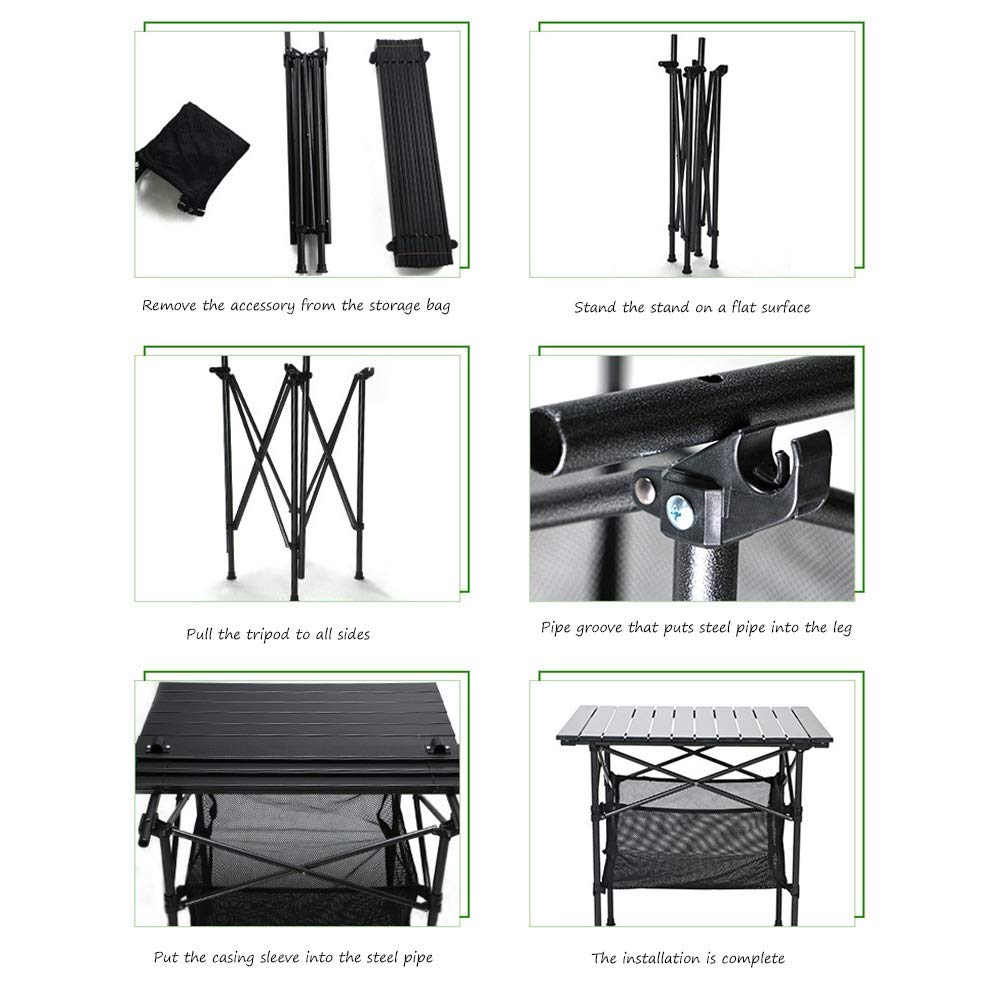 mesas Plegables Mesa de Camping, Mesa de Picnic Plegable de Aluminio Mesa de Ocio Mesa de Barbacoa de Playa Mesa de Camping Plegable Mesa Auxiliar Al Aire Libre