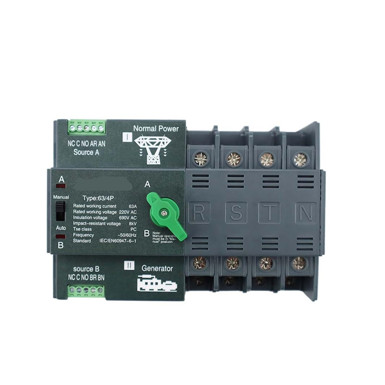 Podwójny automatyczny przełącznik zasilania 2P 3P 4P ATS Przełączniki elektryczne Przełączniki wyboru Nieprzerwane zasilanie 63A 100A 50/60HZ HQ(220v 25a)