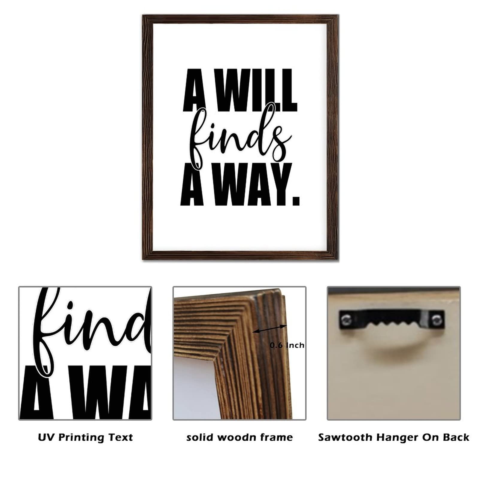 A Will Finds A Way - Letrero de madera para decoración de pared, con frases religiosas, cartel de madera enmarcada, letrero artístico de pared rústico de granja, 16 x 20 pulgadas