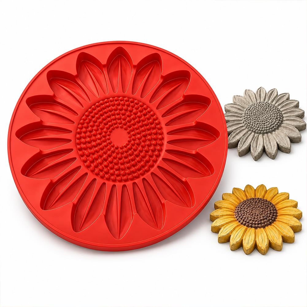 Reusable Sunflower Stepping Stone Mold, Silicone Concrete Mold for Garden