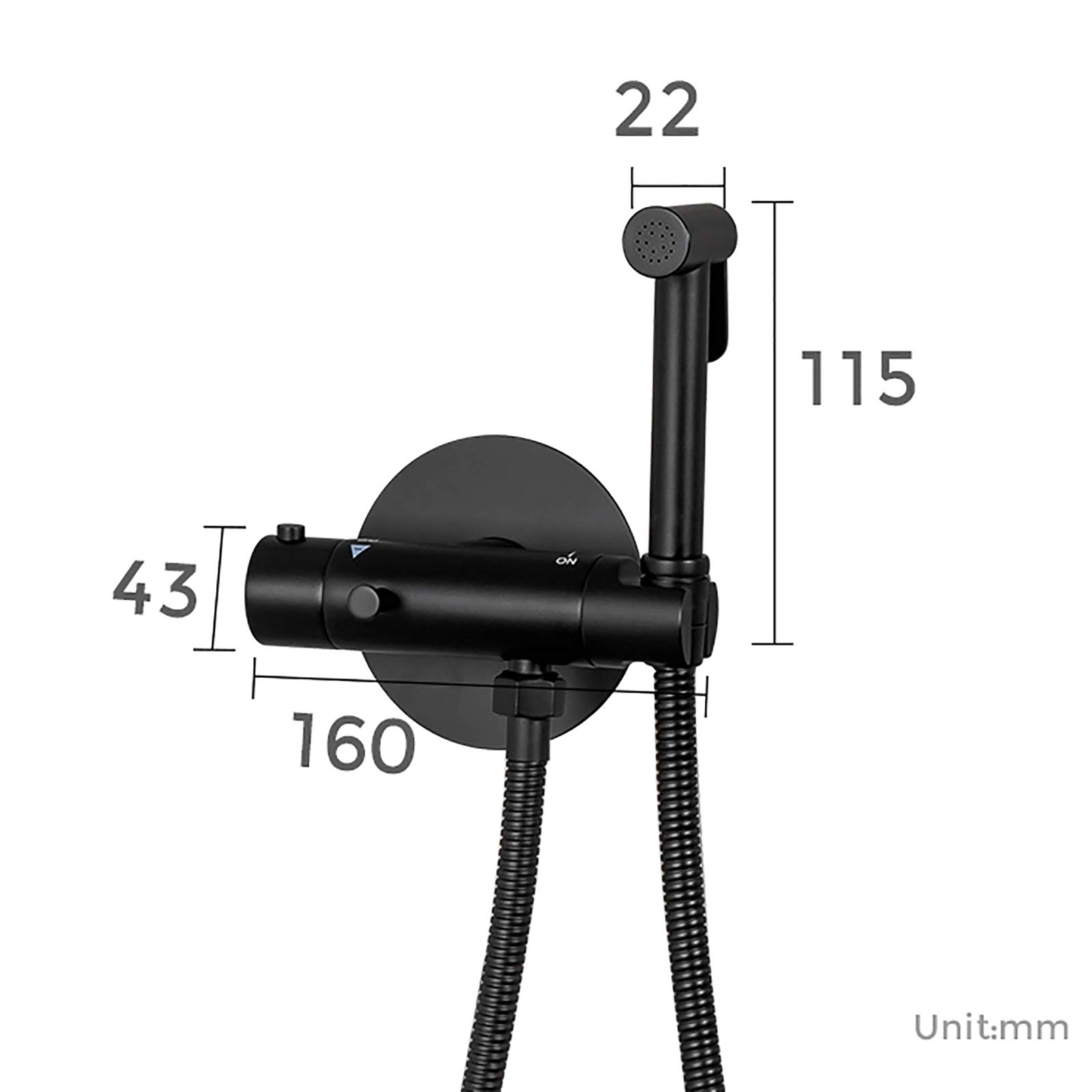 HandhelBidet opryskiwacz do toalety, czarny mosiądz, zestaw z wężem ze stali nierdzewnej, idealny do pieluch materiałowych i higieny osobistej, łatwa instalacja i regulowany spray