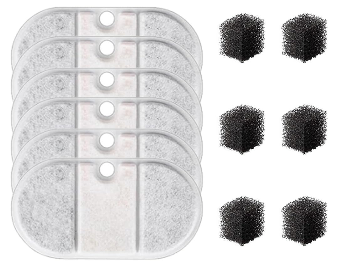 GoldTone Replacement Filters for PETLIBRO Capsule Cat Water Fountain PLWF002, Set of 6 Replacement Filters and Pre-Filter Sponges for Pet Water Fountain - Compatible with PETLIBRO Pet Fountains (6)