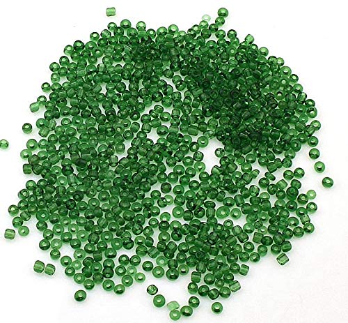 Pack of 3300 Glass Seed Beads 3 mm Transparent, 14 Colours, 8/0, Pony Beads, Clear Mini Round Beads, Seed Beads (Fir Green) - Image 2