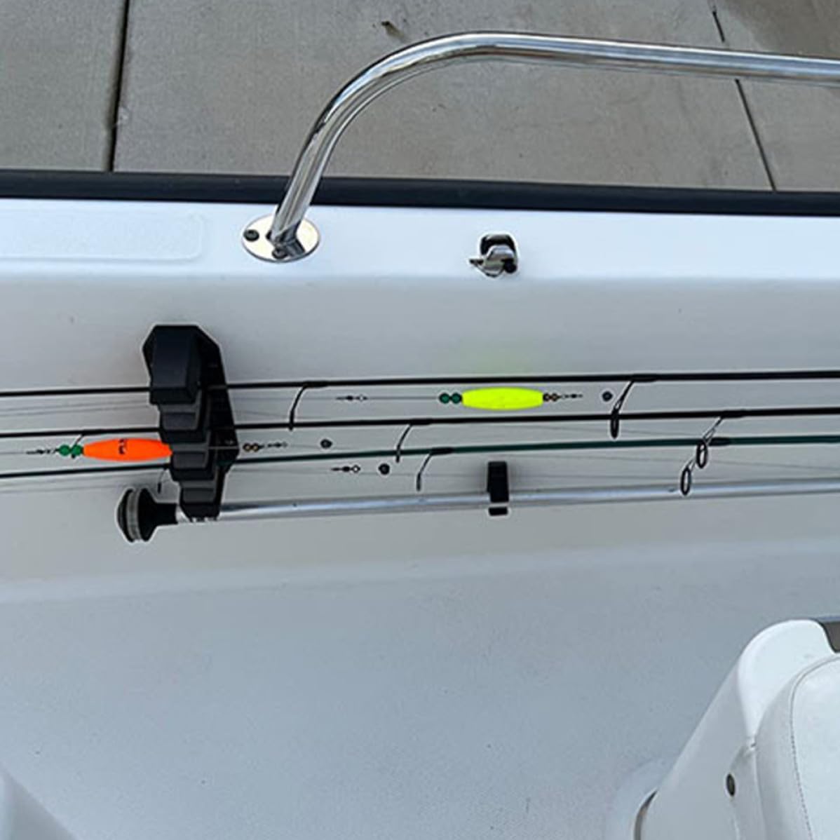 2pcs Black Abs Fishing Rod Display Rack with Three Holes Wall Mount | Multipurpose Storage Organizer, Horizontal Mounting, for Poles and Tackle Rooms