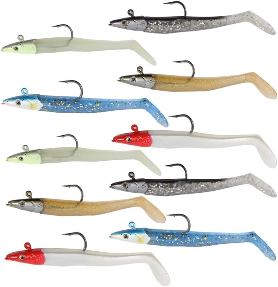 Jig Head Soft Plastic Fishing Lures with Hook Sinking Swimbaits for Saltwater and Freshwater (Pack of 10) : Sports & Outdoors
