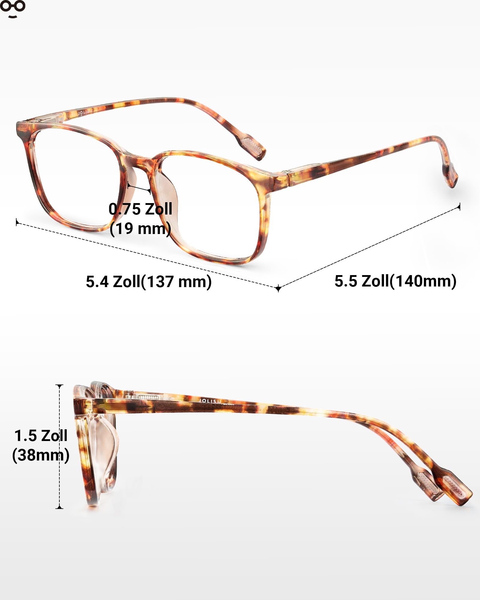 JOLISU Lesebrille mit Blaulichtfilter 5er Pack - Federbügel, Schlanke Leichtgewichts-Brille, Zeitlos & Stabil | Brillen​(1.25)