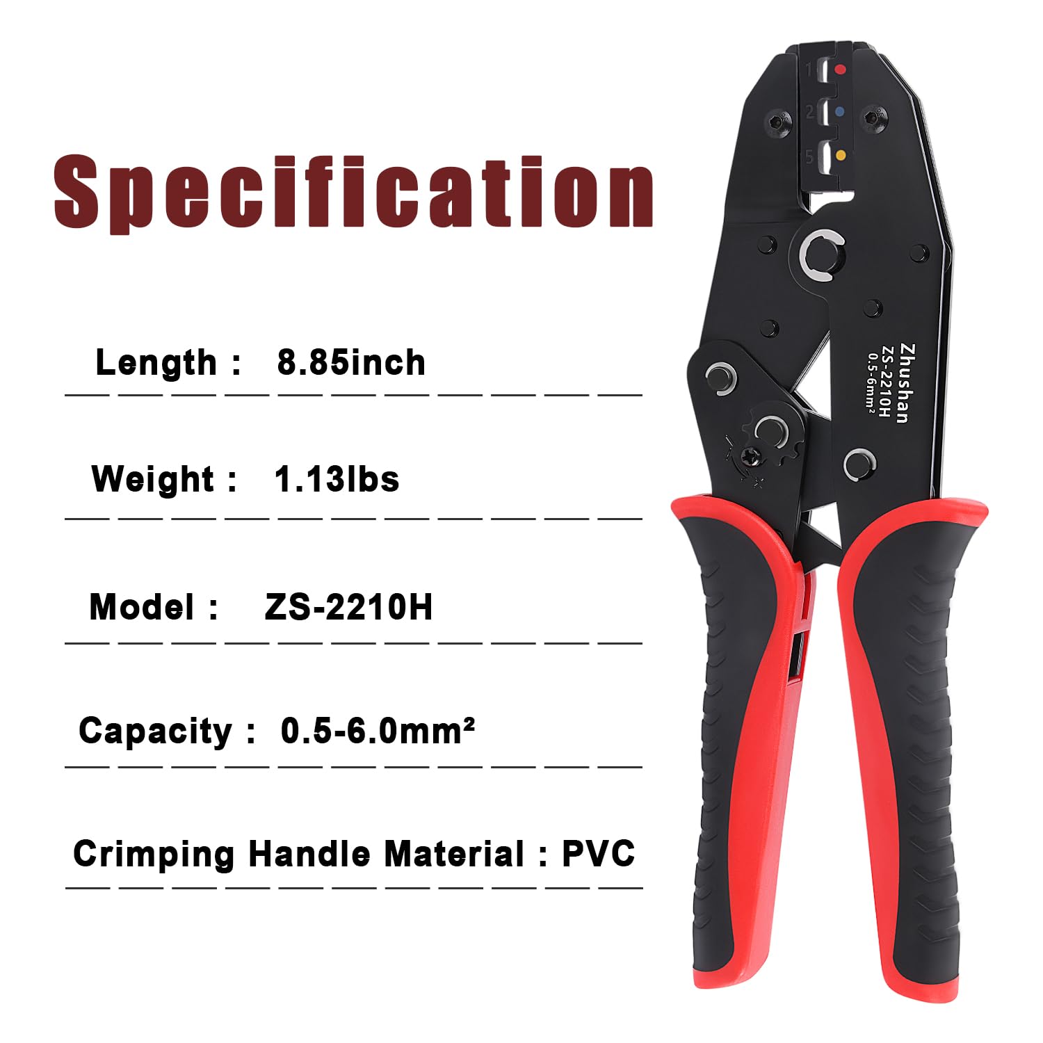 Zhushan Crimpadora de alambre para conectores termorretráctiles, conectores de terminal de alambre de trinquete, herramienta de crimpado termorretráctil para conectores de nailon aislado y cables