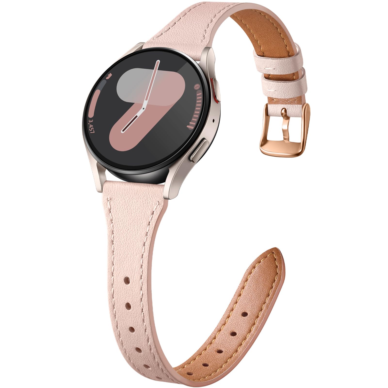 Easuny Schlankes Leder Armband Kompatibel mit Samsung Galaxy Watch 7 Armband - Galaxy 6 5 4 40mm 44m, Echtes Leder Armbänder für Samsung Watch 6 Classic 47mm 43mm, 4 Classic 42mm 46mm, Rosa