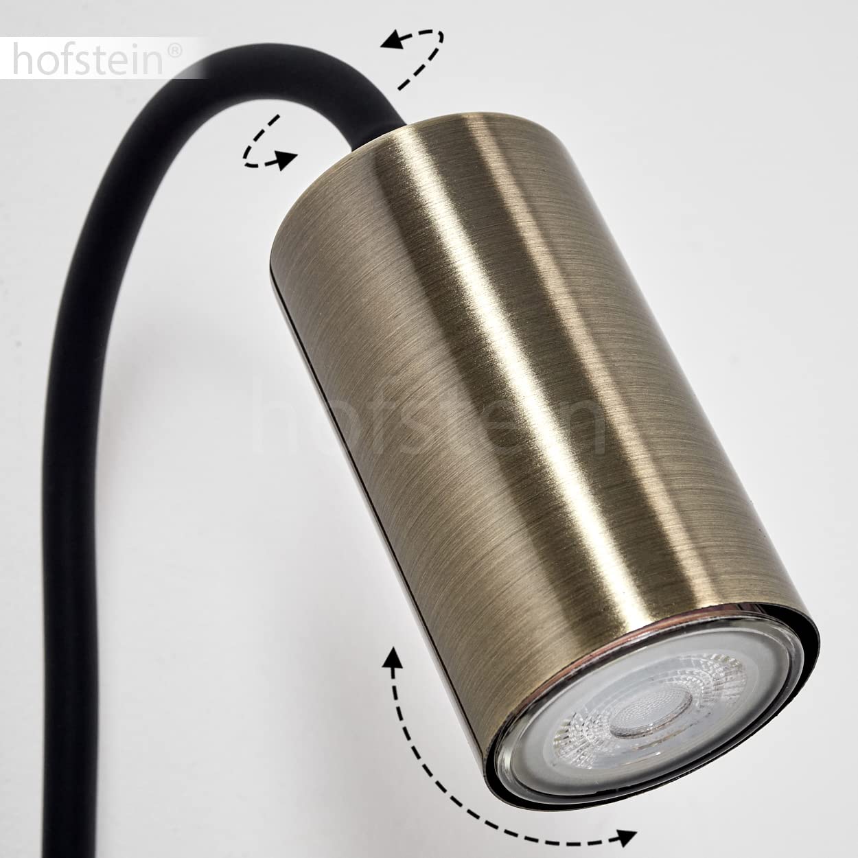 Applique Javel, lampe murale moderne en métal noir/laiton ancien, spot mural à 1 flamme au design moderne, avec bras de lecture réglable et interrupteur marche/arrêt, 1 x GU10, sans ampoules