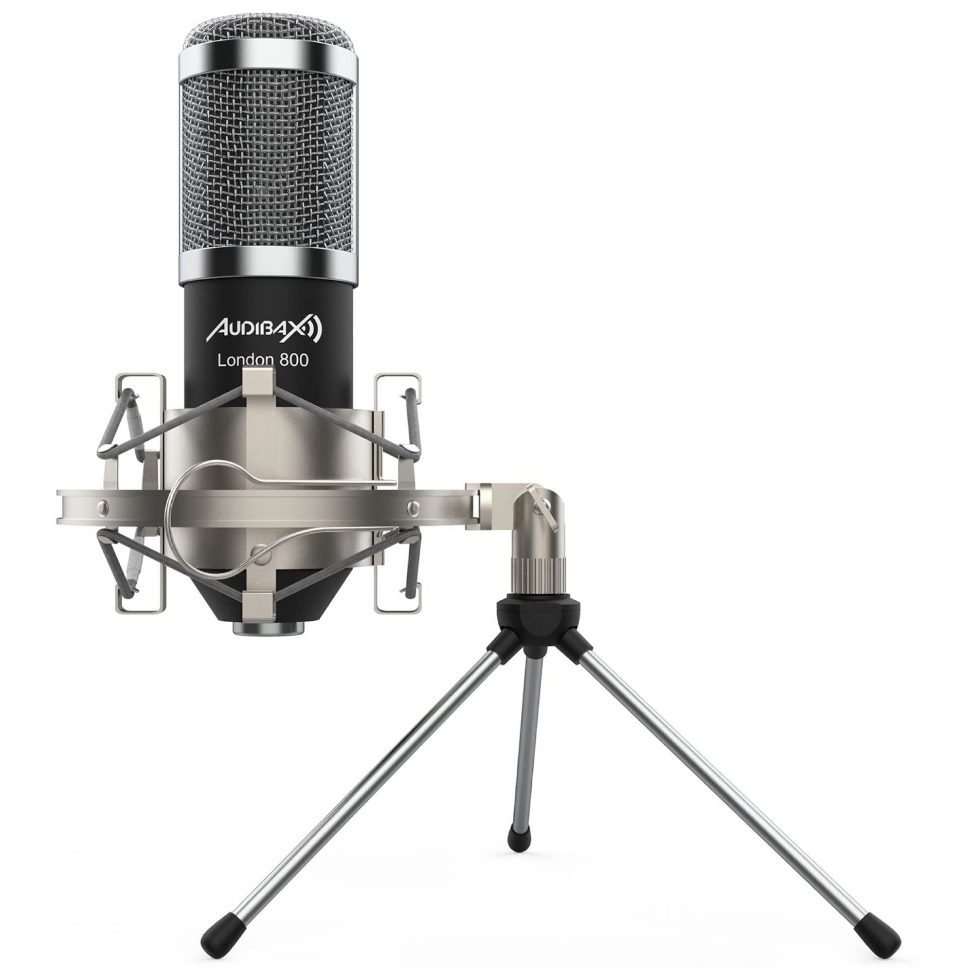 Audibax London 800 USB Silver Pack Micrófono USB Pack para Podcast/Grabación/Gamers Pack
