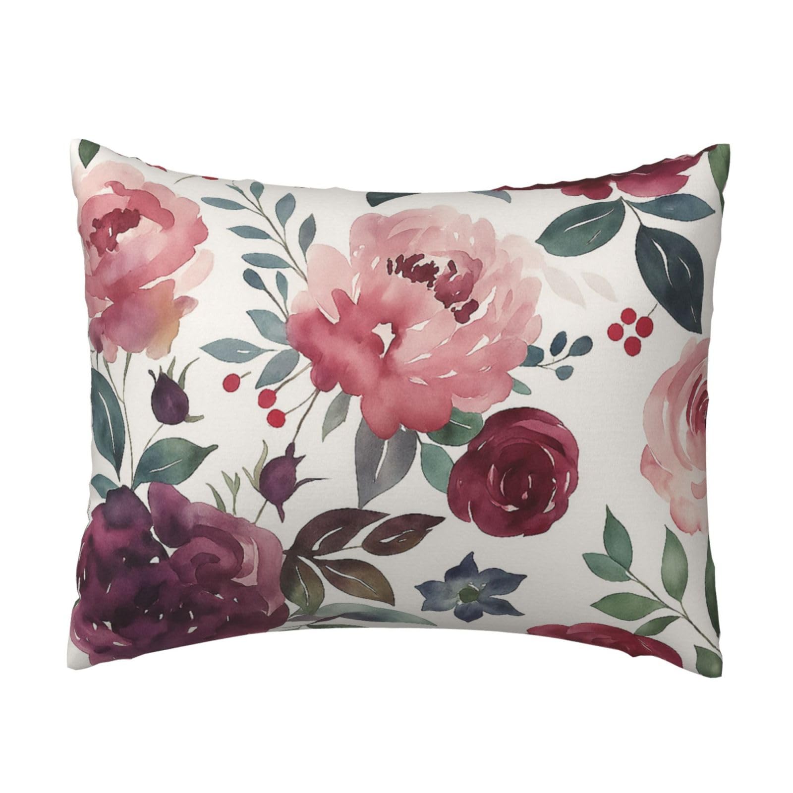 Vintage Watercolor Peony Pillowcase Soft Plush with Zipper Decorative Pillowcovers 16x20 in