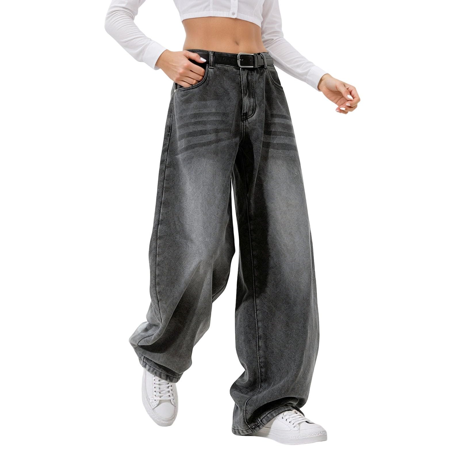Pantalón Vaquero Mujer Ropa Tejanos Rectos Vaqueros Baggy Elasticos Pantalones Invierno Tallas Grandes Ligero Primavera Ancho Pantalon Casual